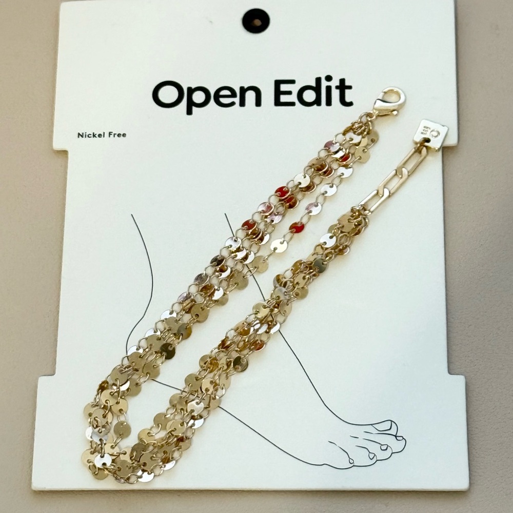 Nordstrom Open Edit Goldtone Layered Anklet Bracelet